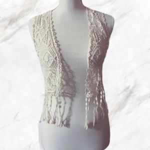 SOLD*40 Nabee Boho lace crochet vest cardigan top